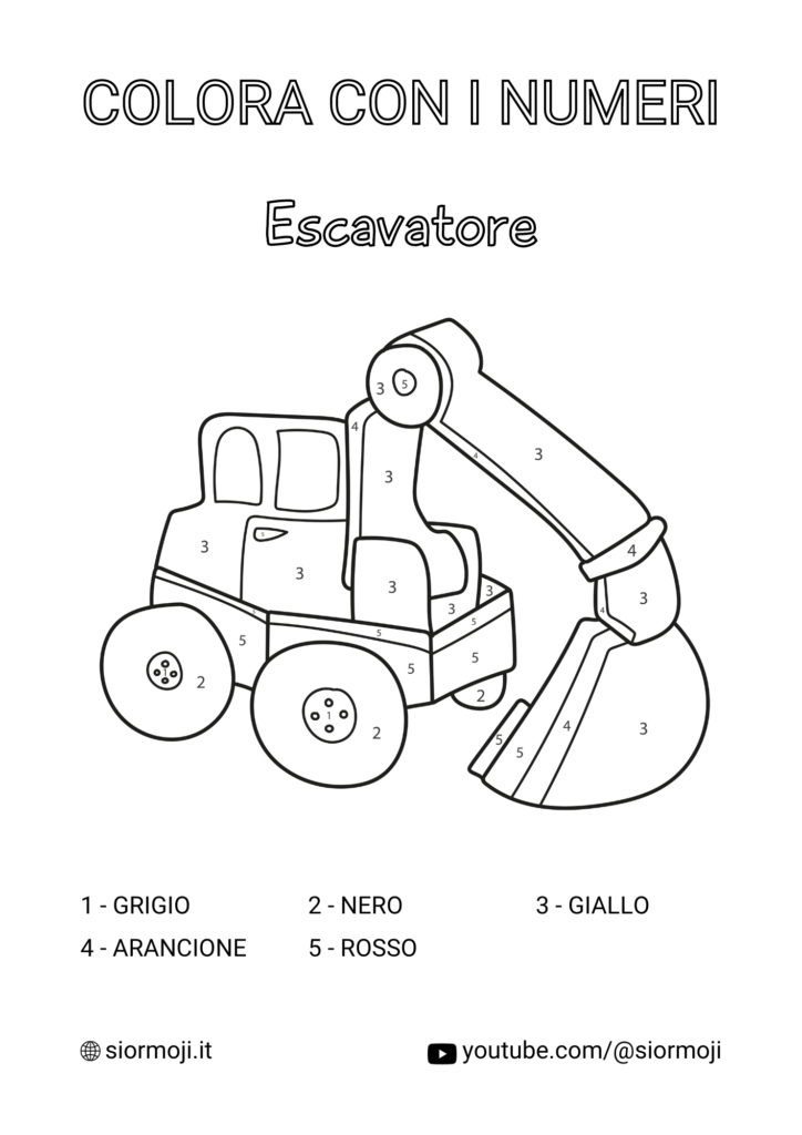 Colora con i Numeri - Escavatore